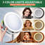 Miroir grossissant rechargeable 1x / 30x avec 3 lumières à intensité variable, miroir de maquillage rond en métal, chrome