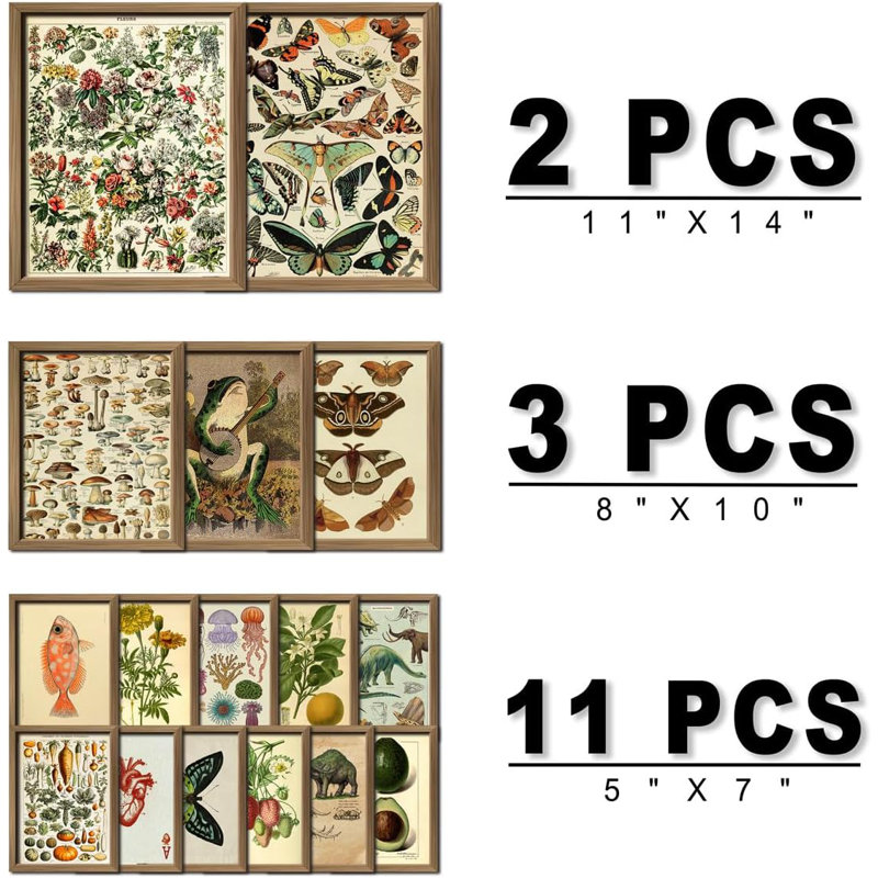 16 pièces d'art mural rétro encadrées