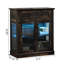Elegant Small Buffet Cabinet with LED Lights - Space-Saving Small Sideboard with Adjustable Shelf, Glass Doors & Drawer - Modern Kitchen Storage for Coffee, Cups & Essentials-1134002882