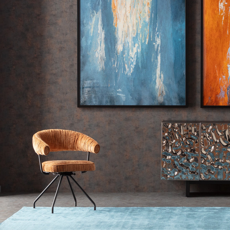 Arabella swivel chair in blue, Orange