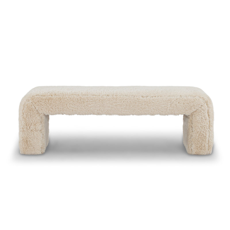 Banc rembourré Colyt, H 19 po x l 60 po x P 18 po, Blanc