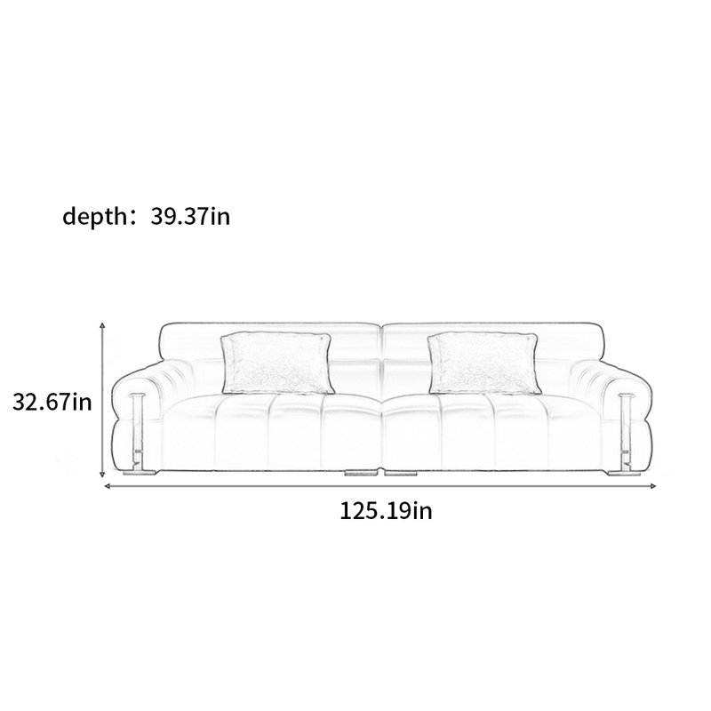 Canapé moderne avec touches pour piano, H 32,67 po x l 125,19 po x P 39,37 po