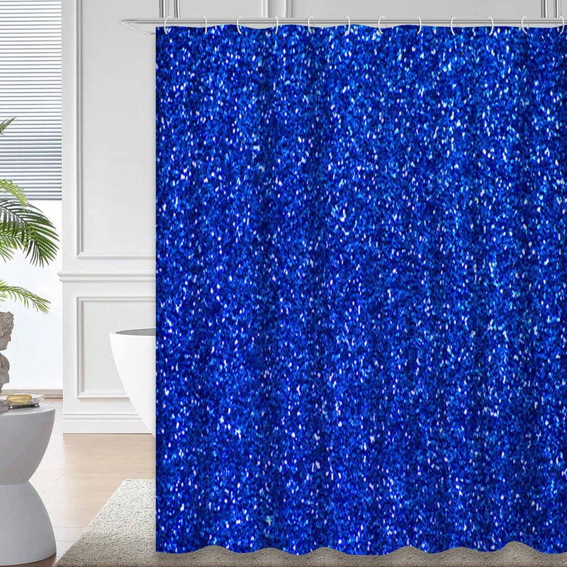 Rideau de douche de Noël abstrait bleu aigue-marine brillant avec 12 crochets, L 72 po x l 78 po