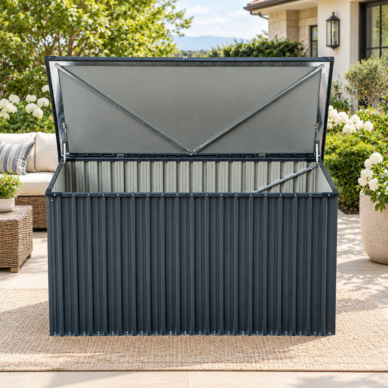 Coffre de terrasse verrouillable en métal résistant à l'eau avec serrure de 71,5 po Primestok