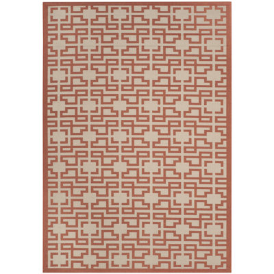 Tapis géométrique beige / terre cuite