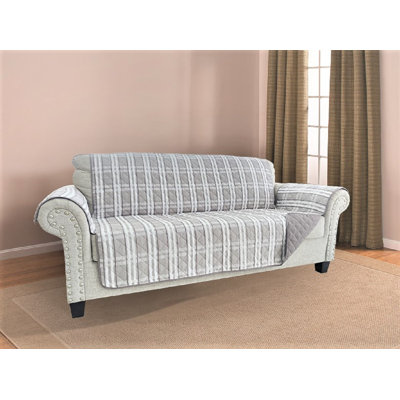 (75x110") Sofa Protector-Plaid/Gray (Print)