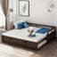 Lit de jour extensible avec couchette, lit de jour en bois avec couchette-1328715274