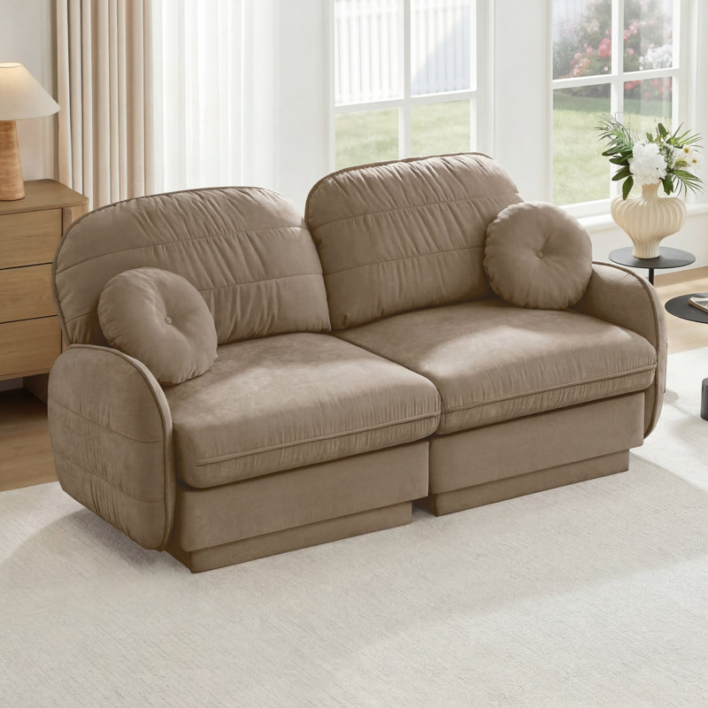 Canapé Chenille Cloud, H 37,4 po x l 73,2 po x P 33,4 po, Café clair