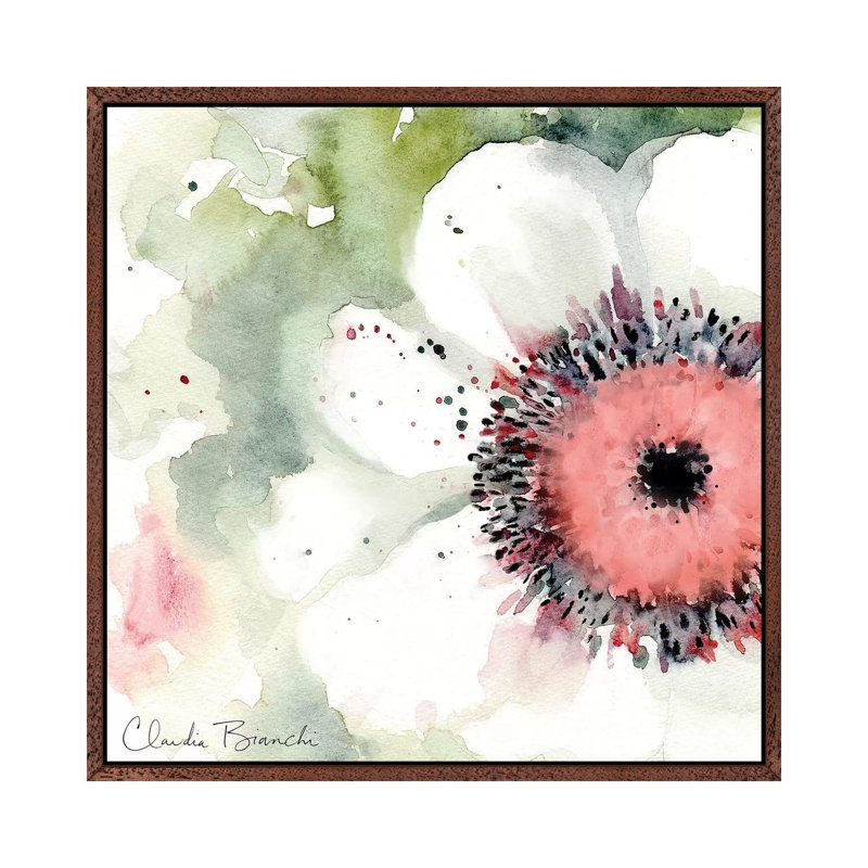 Anemonie by Claudia Bianchi - Painting on Canvas, 66.04cm H x 66.04cm W x 3.81cm D, Classic Brown Wood Framed