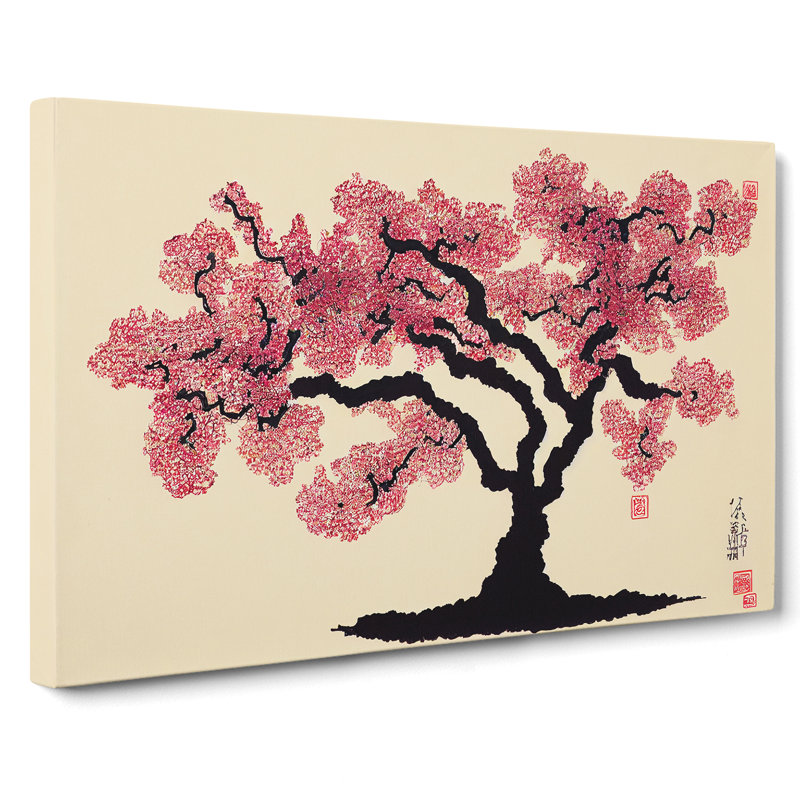 Cherry Blossom Tree Japanese - Wrapped Canvas Painting, 40cm H x 60cm W x 3cm D
