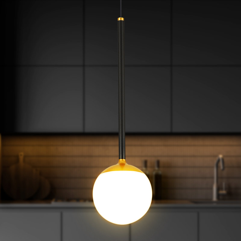 Capri 5-in 100-277V 1-Light ETL Certified Integrated LED Height Adjustable Globe Pendant Lighting, Black