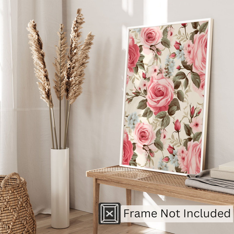 «Floral Rose Flowers I», reproduction d'art sans cadre, H 36 po x l 24 po