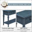 Console de style rétro classique avec trois tiroirs supérieurs et une tablette inférieure de style ouvert, facile à assembler (bleu marine)-195718448