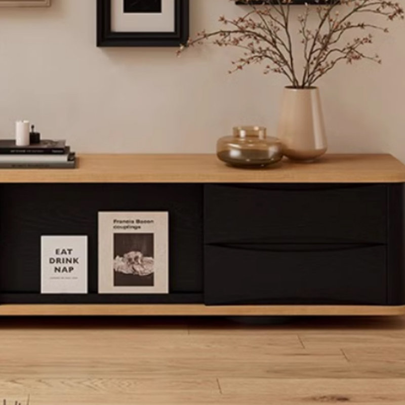 Meuble télé en bois massif au design contrasté, 78.74''