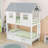 Twin Wooden House-Shaped Bunk Bed With Twin Trundle And Ladder