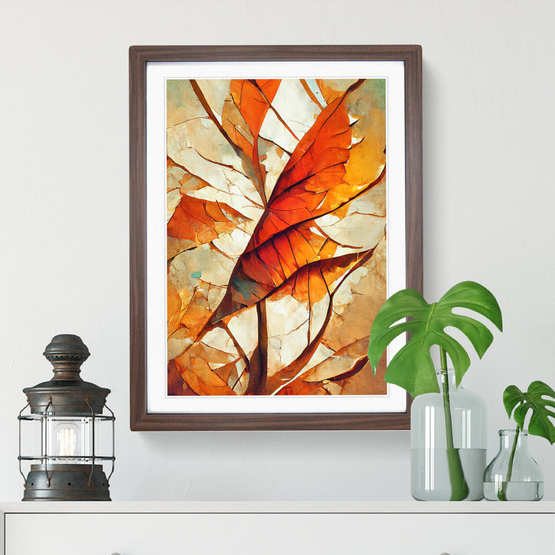 Abstract Autumn Leaf No.3 - Framed Print, 34cm H x 25cm W x 2cm D, Walnut
