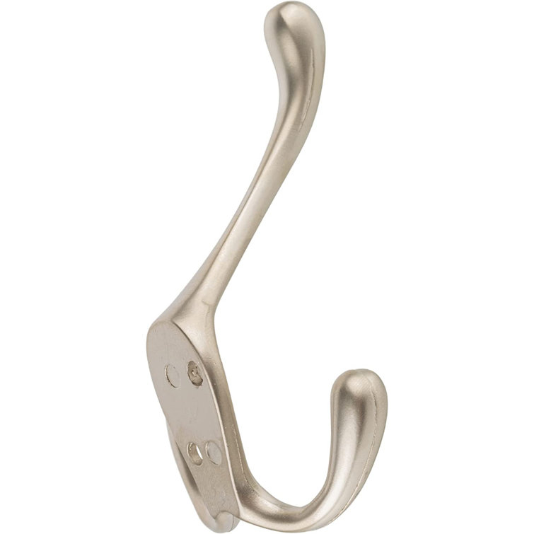 5-Piece Triple Arm Satin Nickel Finished Hat and Coat Hook with Ball Ends