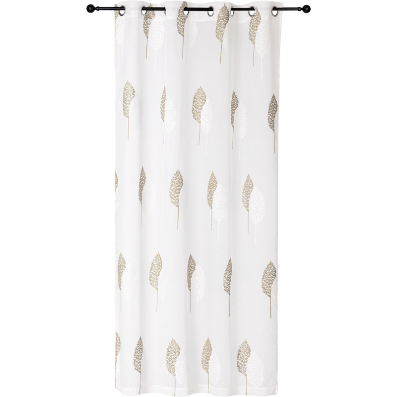 Curtains / Drapes Single Panel, Taupe/White