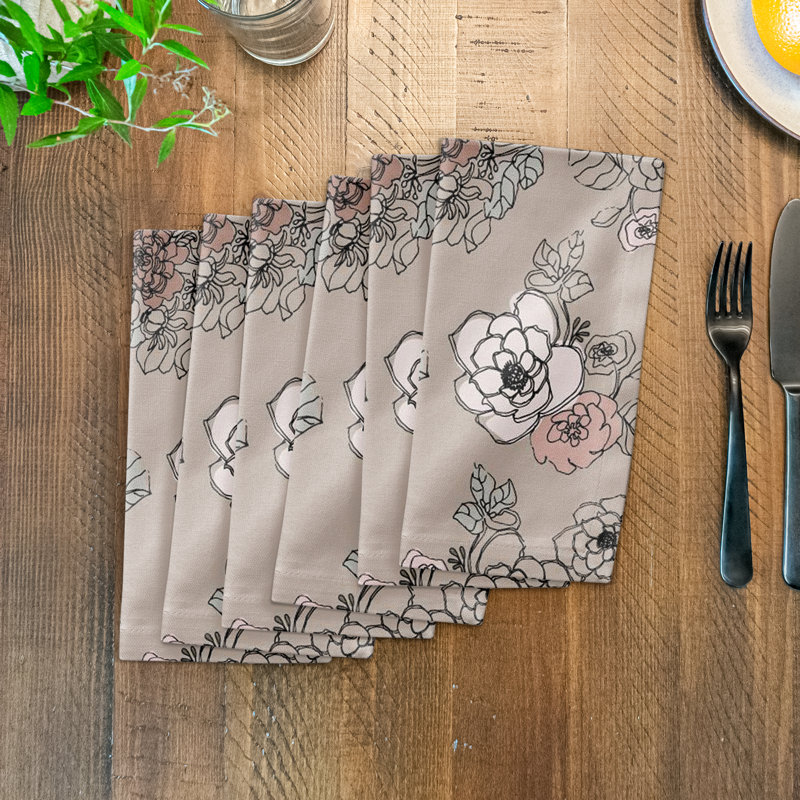 Intricate Floral Rectangular Napkkin, Gray