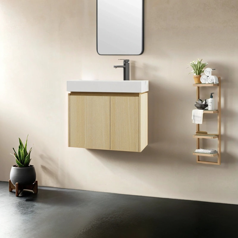Meuble-lavabo avec plateau Yatin, Chêne
