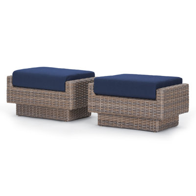 Outdoor Ottoman with Sunbrella Cushions -  Ebern Designs, 4BC8F6EE6D4743EC8A8A1099DD722F69