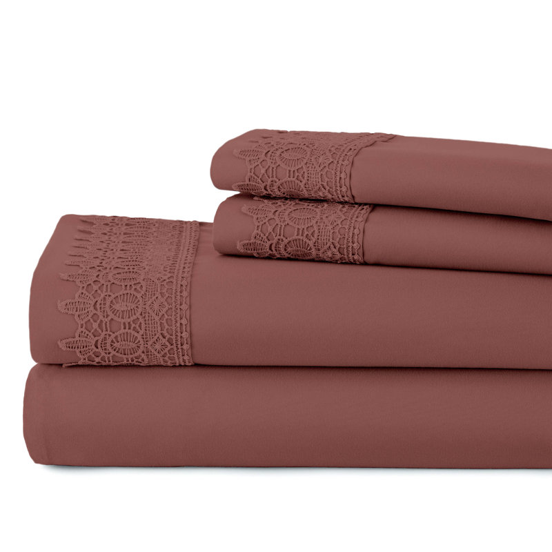 Ensemble de draps en microfibre Jaquil, Très grand californien, Marsala