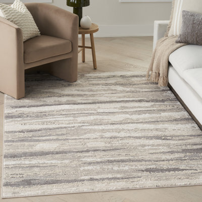 Tapis tissé durable à rayures Ivaline
