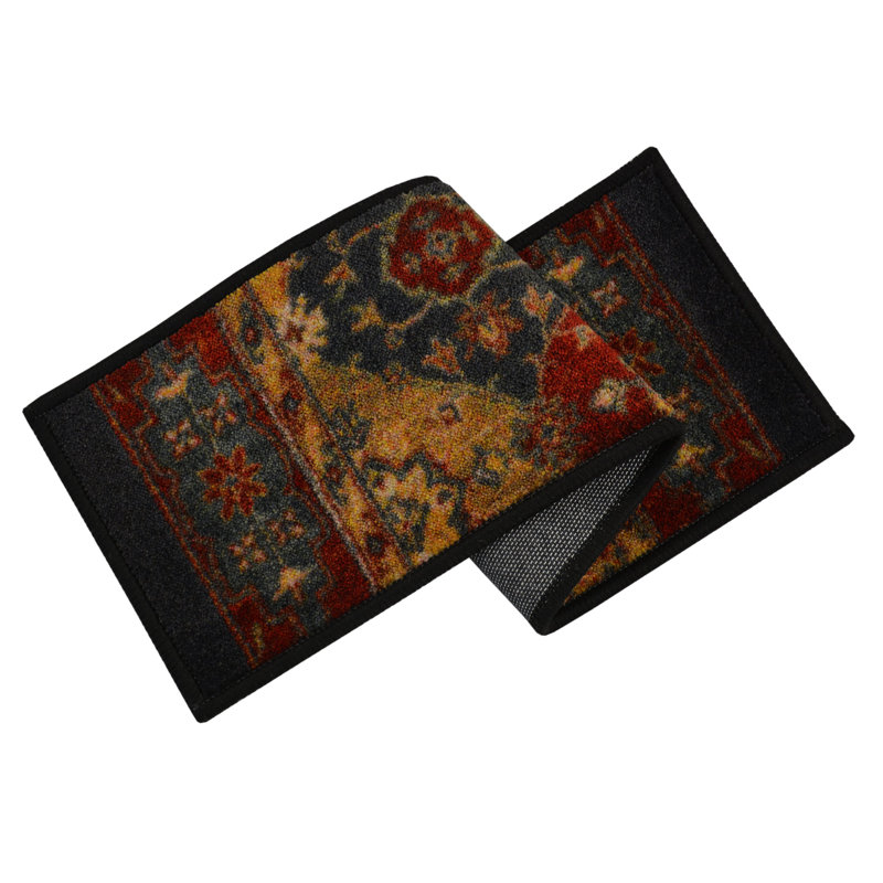 Tapis d'escalier style hôtel Bakhtiari noir de qualité 9 po x 30 po