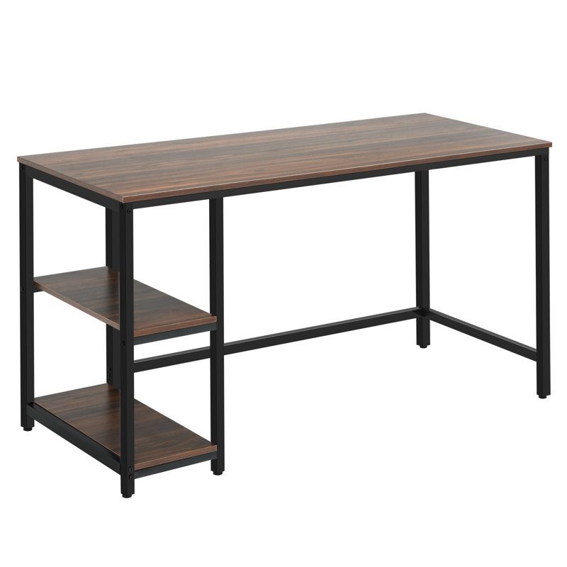 Wooden Computer Desk with Adjustable Shelf, Coffee, 29.5" H x 55" W x 24" D