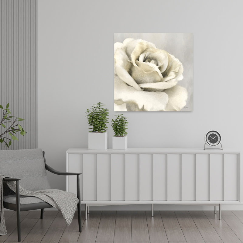 Jaune jaune abstrait, art contemporain de fleur rose, H 24 po x l 24 po