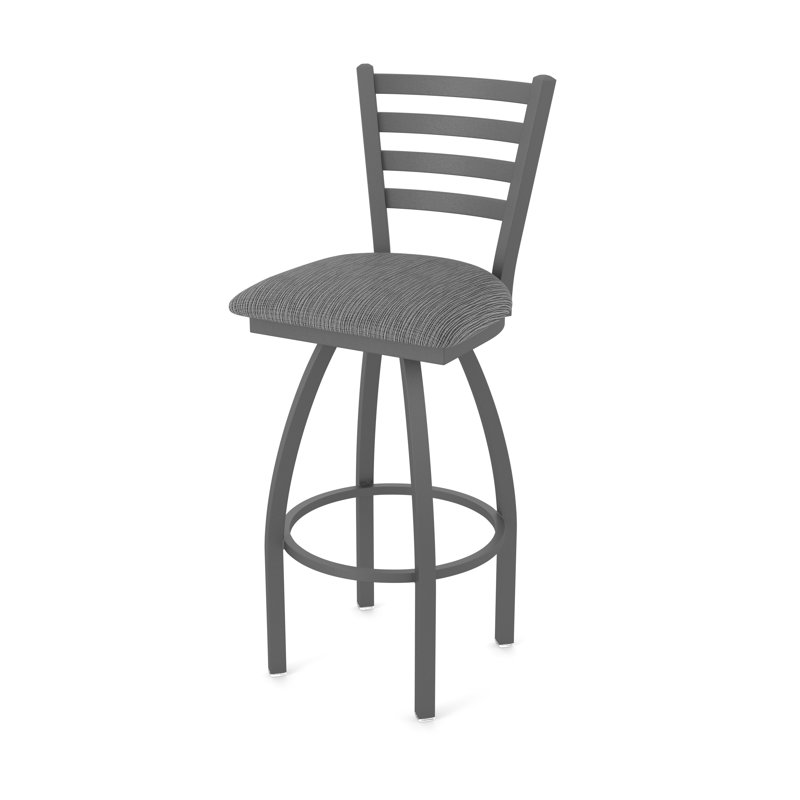 Jackie Swivel Stool, Pewter, Bar Stool (30" Seat Height), Fabric-Graph Coal