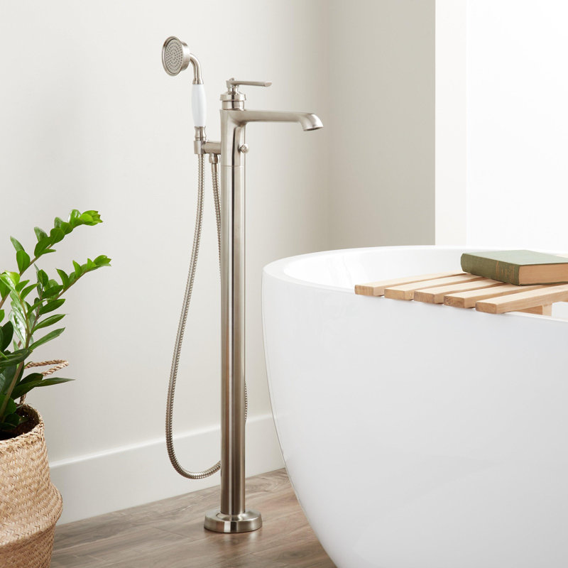 Cooper Freestanding Tub Filler with 1.8 GPM Hand Shower, Brushed Nickel