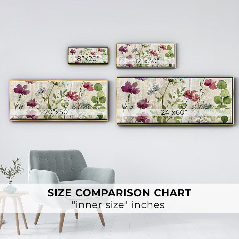 Meadow Flowers I- Framed Canvas, 24" H x 60" W