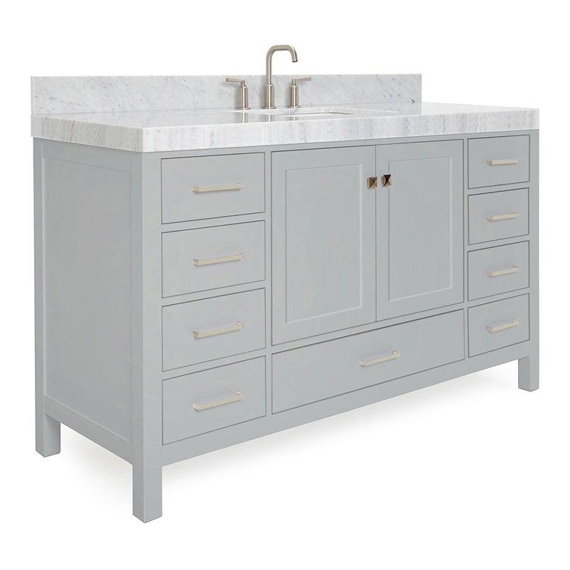 Meuble-lavabo simple 60 po Cambridge, Nickel brossé, Gris