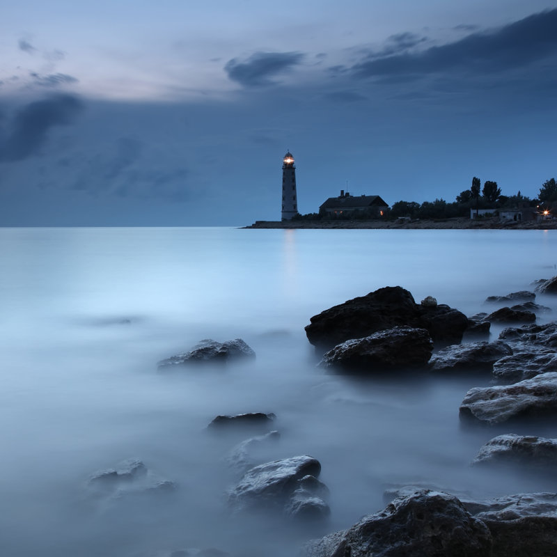 Beacon On The Island At Night by Ivandzyuba - Wrapped Canvas Print, 91cm H x 91cm W x 3.8cm D