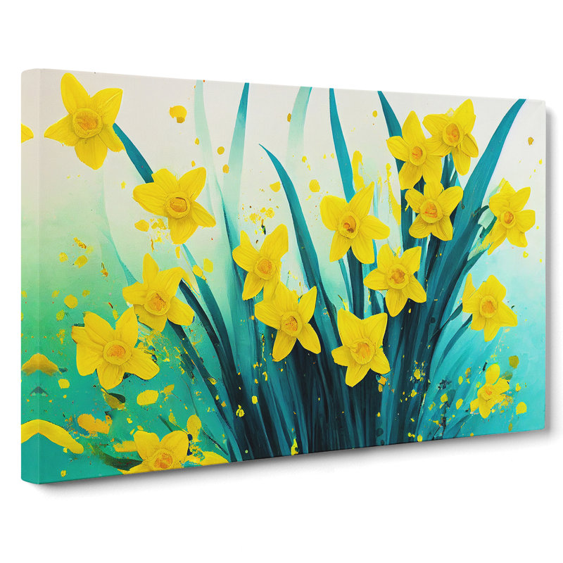 Daffodil Flower Splash Vol.4 - Wrapped Canvas, 35cm H x 50cm W x 3cm D