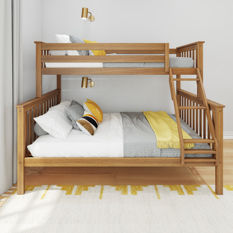 Evyan Kids Twin XL Over Queen Bunk Bed, Pecan