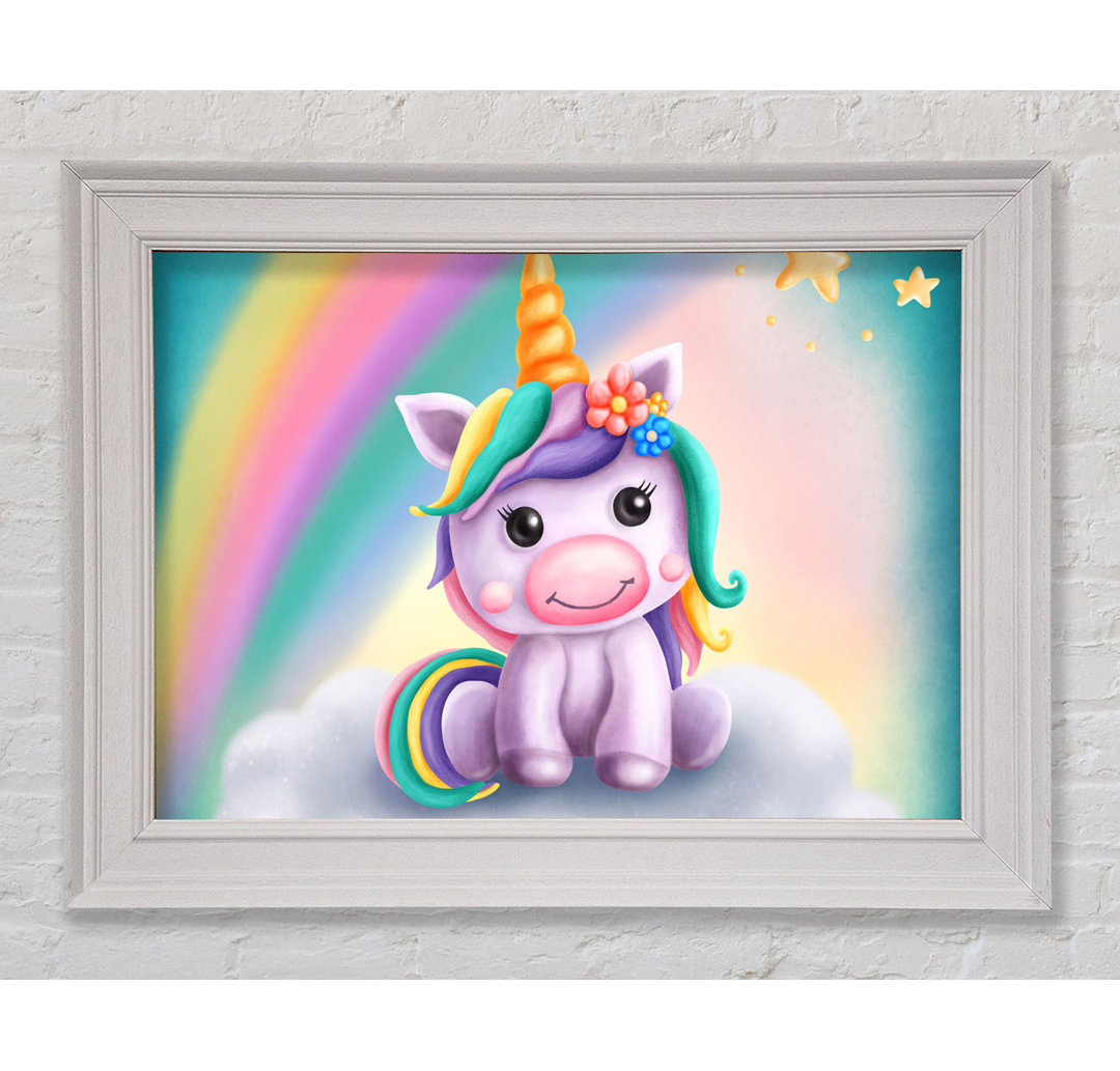 Einhorn Regenbogen Happy Gerahmter Druck