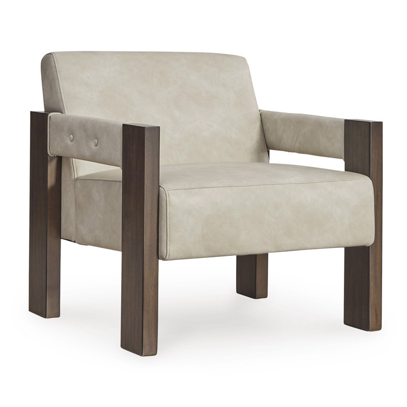 Chaise d'appoint Pavanvir, Brun / similicuir ivoire