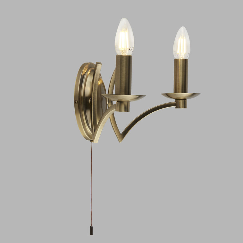 Roldan Candle Wall Light, Antique Brass