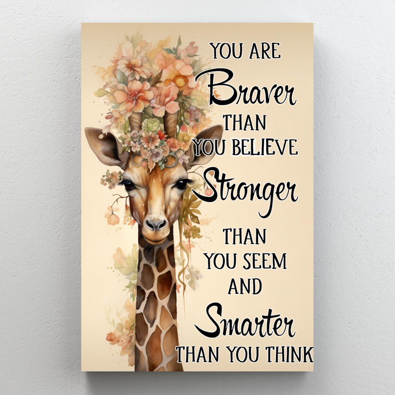 Girafe «You Are Braver», reproduction d'art graphique sur toile tendue, H 20 po x l 16 po x P 1,25 po