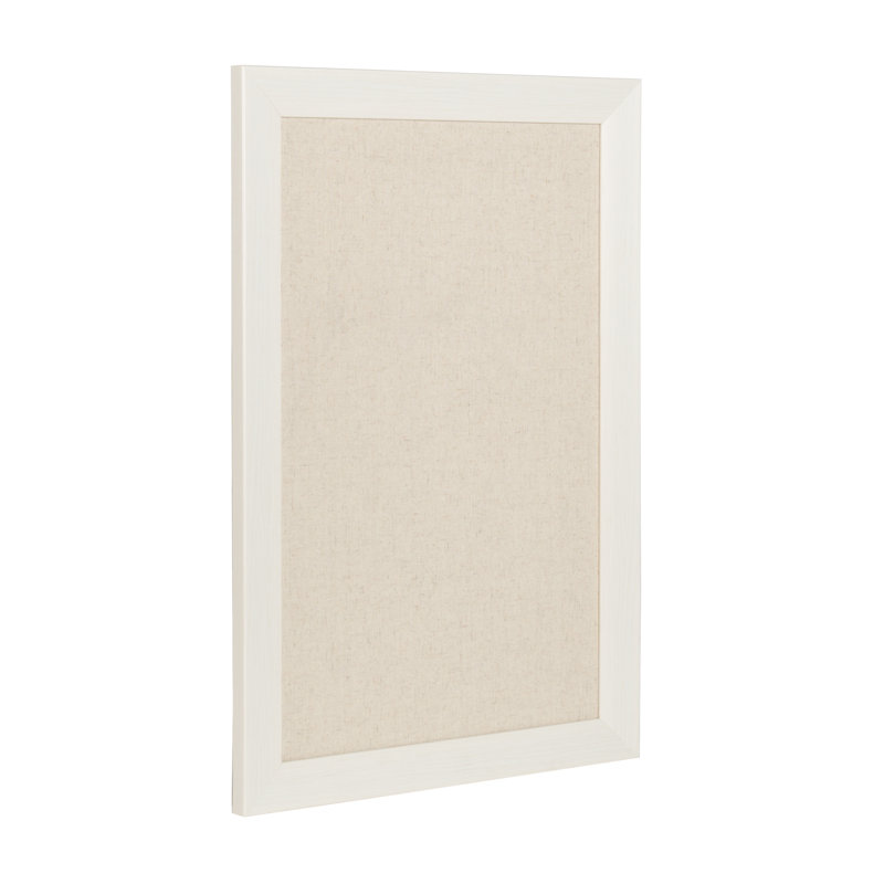 Brucie Fabric Corkboard / Bulletin Board, 27" H x 18" W x 1" D, White