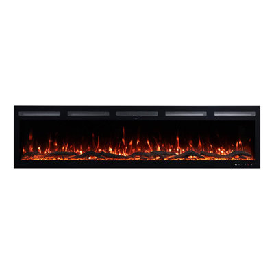 Vibrance Recessed or Wall Mounted Electric Fireplace Heater, Multi-Flame Colors, Voice Assistant Compatible, Logs & Crystals, Remote Control