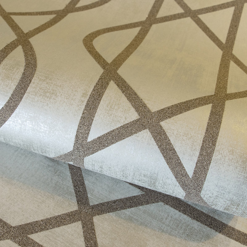 Saturn 10.05m X 53cm Textured Metallic Non-pasted Wallpaper Roll, Sand Beige