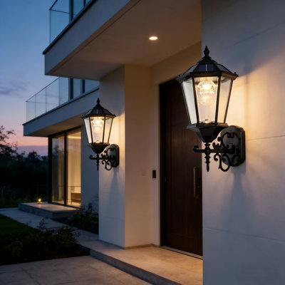 Solar Wall Light Outdoor Classic Black(set Of 2)