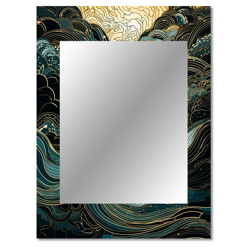 Symphonie linéaire verte II - art décoratif en miroir, miroir mural moderne grand, 40 po x 30 po