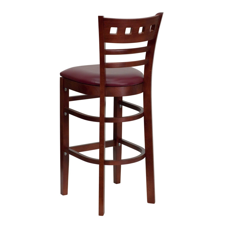 tabouret de bar en bois acajou american Chafin, Vinyle bourgogne, Ensemble de 8