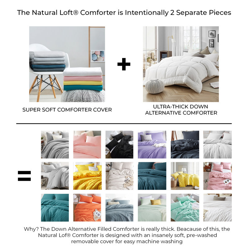 Down Alternative Ultra Cozy Comforter and Duvet Cover Set, King Comforter + 2 Shams, Faded Black