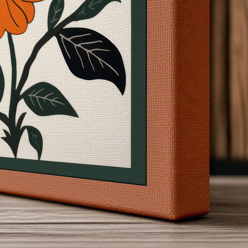 Daisy Study Botanical - Wrapped Canvas, 36x24 - 91.4 x 61.0 cm, Terracotta Border