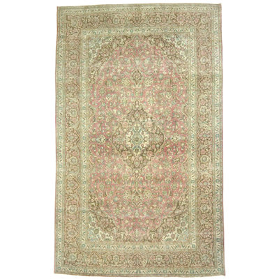 One-of-a-Kind Heracles Hand-Knotted 1960s 9'5" x 15'3" Wool Area Rug in Red/Green